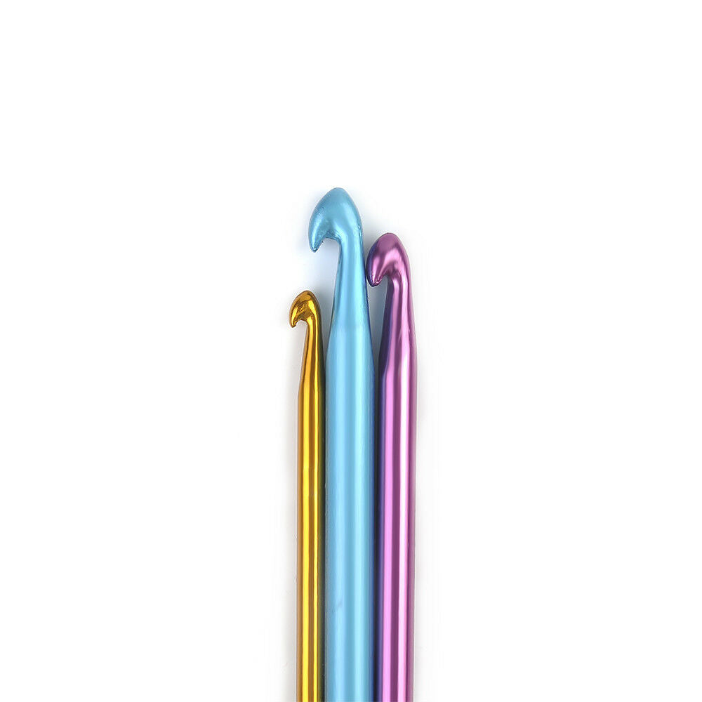 Hot 3pcs Aluminum Weaving Crochet Hook Knitting Needle Sturdy Case Key Ring Set