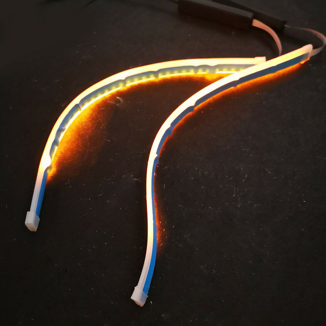 2pcs 30cm Sequential Flexible DRL Turn Signal LED Strip Light Lamp Headlight as