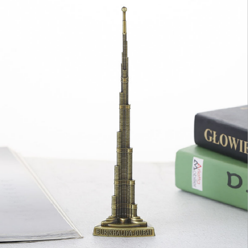 Alloy Dubai Halifah Tower Satue Landmark Building Home Decor Crafts Bronze