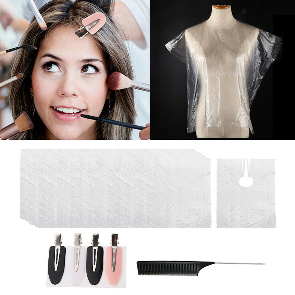 350Pcs Disposable Hair Cutting Cape Cloth Gowns Apron w/ 4 Hair Clips & Comb