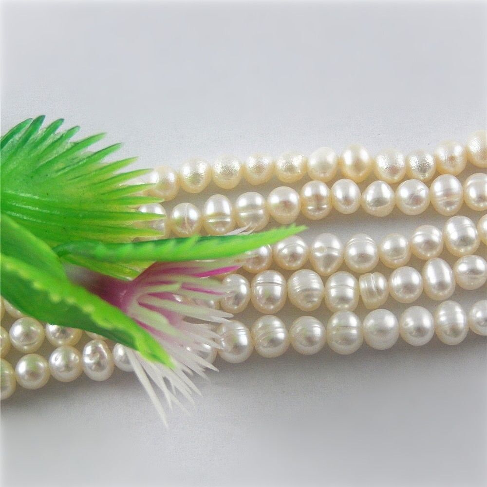 1 Strand Natural Pearls Glossy Irregular Loose Beads Necklace Bracelet Craft 4mm
