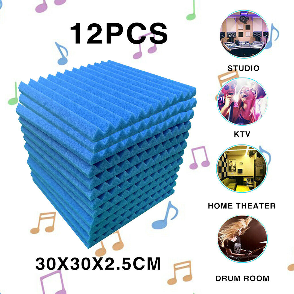 Acoustic Foam Panel 12" 12" Office Soundproofing Padding Wedge Sponge blue