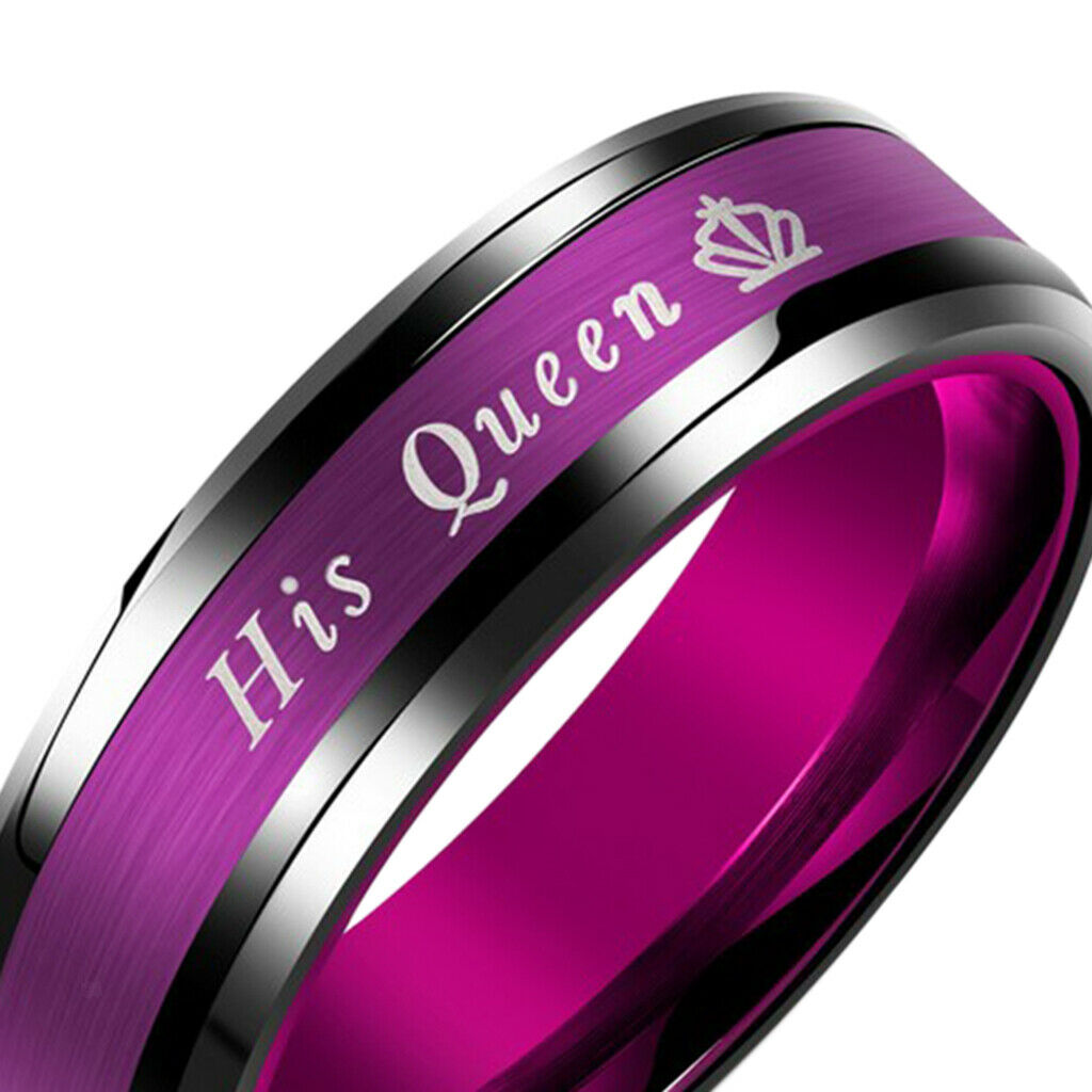 Titanium Steel Couple Ring Lover Ring Wedding Engagement Gift Purple 7 Size