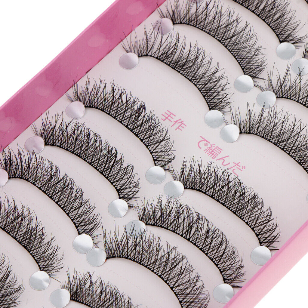 10 Pairs False Eyelashes Extension Long Thick Criscross Fiber Handmade Lash