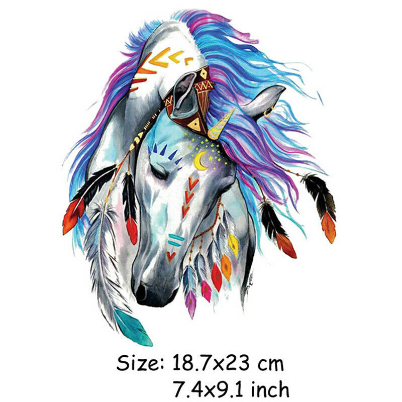 Multicolor Horse Patches Home Heat Iron on Transfer Stickers DIY Clothes .l8