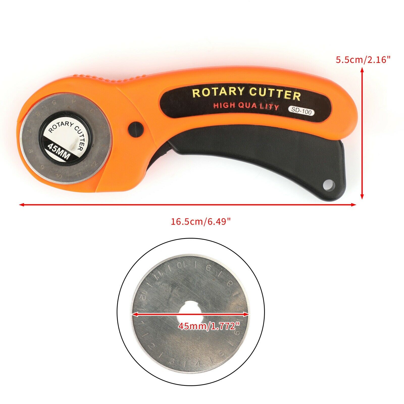 Rotary Cutter Sewing Quilters Fabric Leather Cutting Tool+1Pcs Scale Blades A6