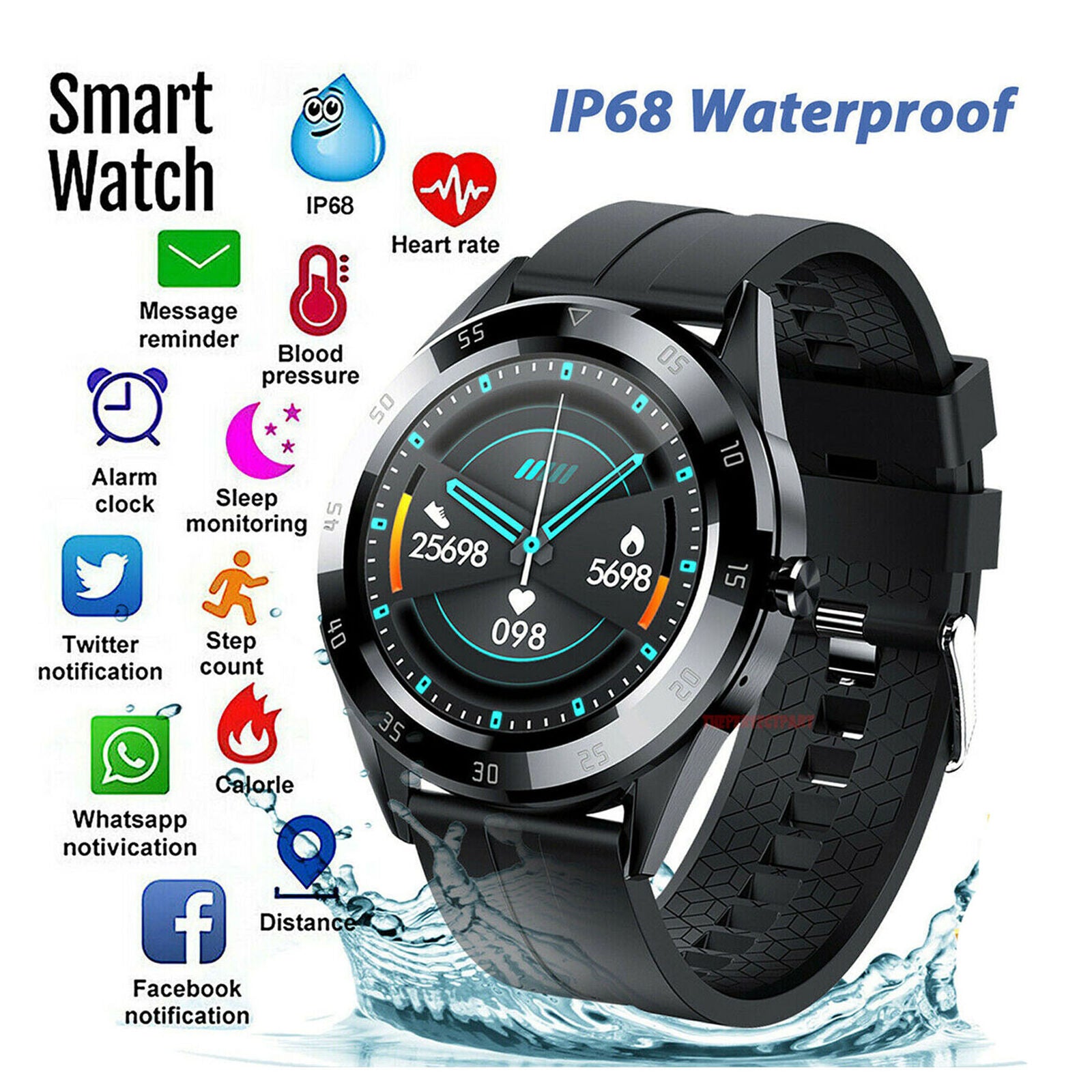 Bluetooth Smart Watch Phone Mate Heart Rate Tracker For iOS Android