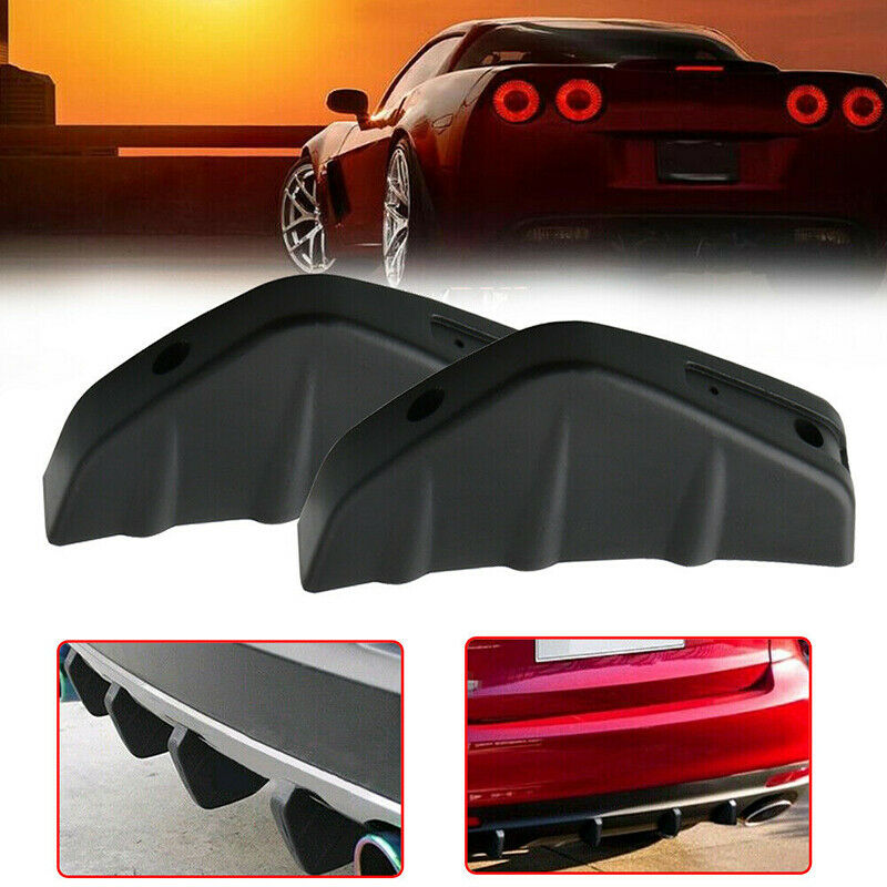 4pcs Black Universal Car Rear Bumper Lip Diffuser Shark Fins Splitter Spoiler
