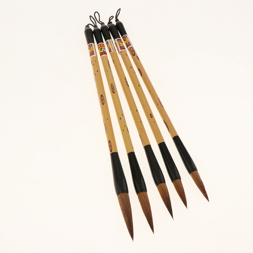 5pcs Assorted Sizes Printed Chinese Calligraphy Brush Pen Writing Drawing Art