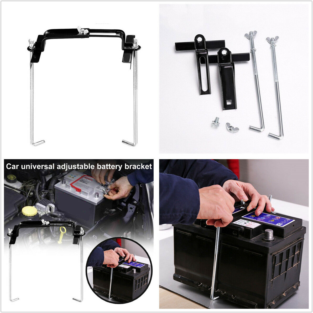 19cm Car Storage Battery Holder Stand Rack Adjustable Stabilizer Metal Bracket