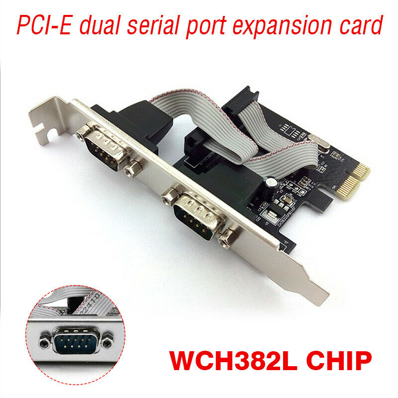 For Windows 7 Dual RS232 9 PIN Ports Serial PCI E Express Expansion Card Adapter