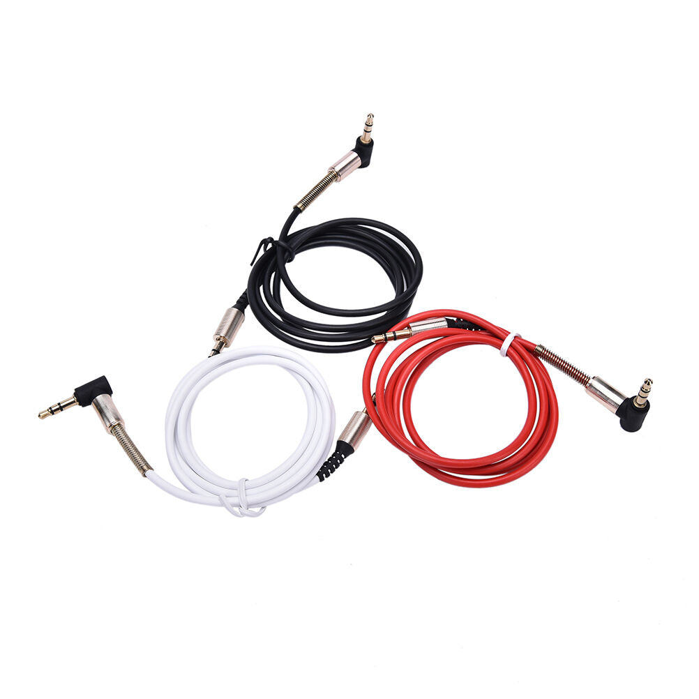 Right Angle Stereo 3.5mm Male to Male Audio AUX Earphone Extension Cable .l8