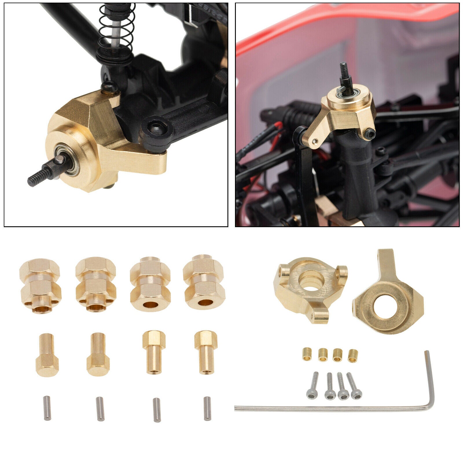 Metal Steering Knuckle Wheel Hub Hex Adapter Set Fits Axial SCX24 1/24 Parts