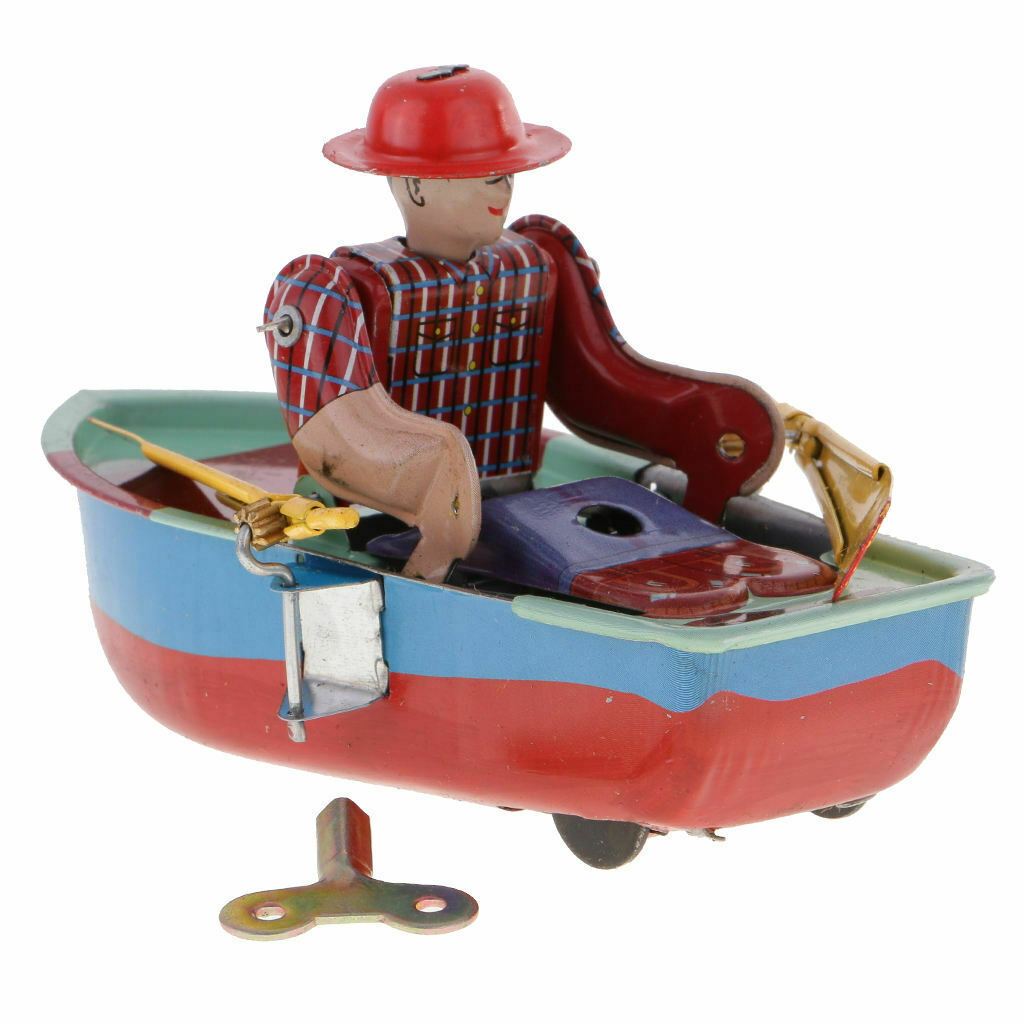 Novelty Retro Wind Up Rowing Boat Metal Metal Mechanism Toys