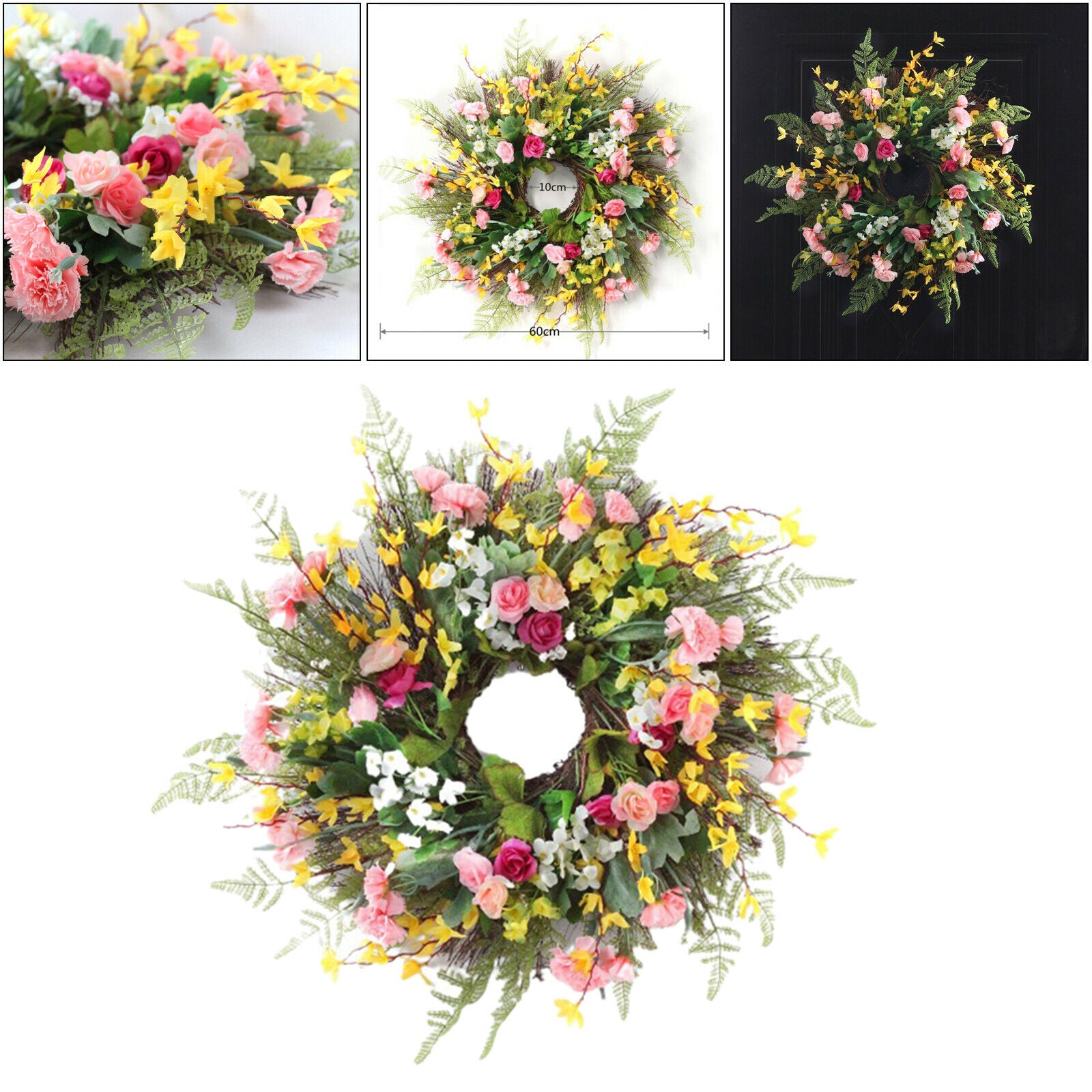 Door Wreath Flower Hanging Garland Wedding Front Door Decor Outdoor Ornament