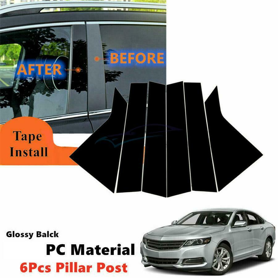 6× Black Car Body Left&Right Window Decoration Strips For 14-20 Chevrolet Impala