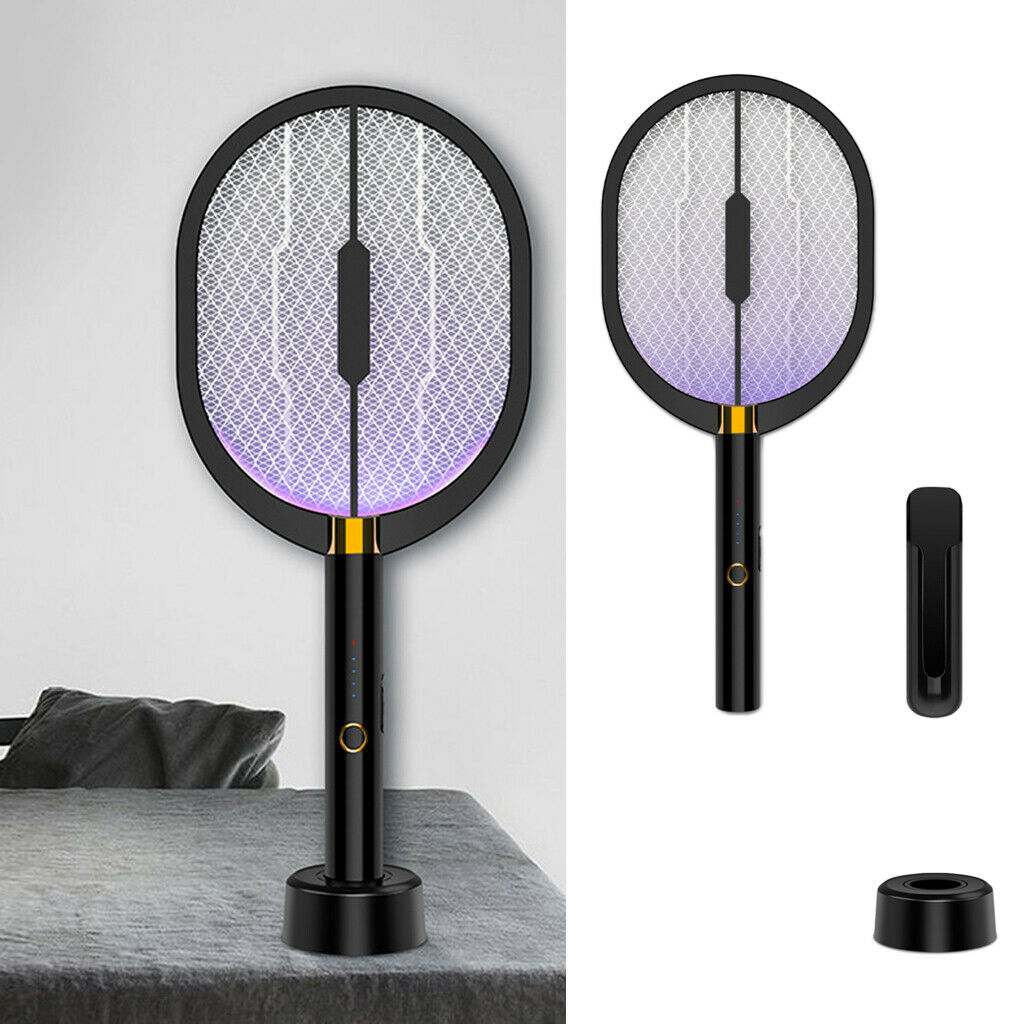 3 In 1 Electric Mosquito Swatter 3000 Volt Bright LED Light USB Rechargeable