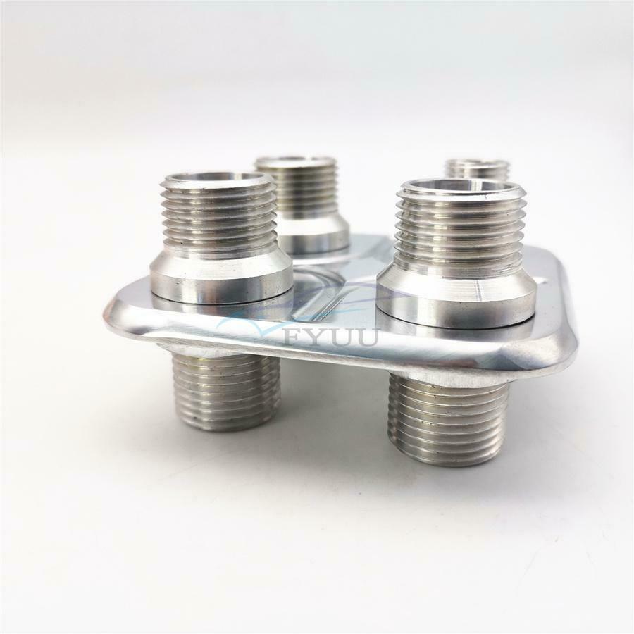 1 Piece 4Ports Aluminum Brushed Finish Firewall Bulkhead Heater&A/C Hose Fitting