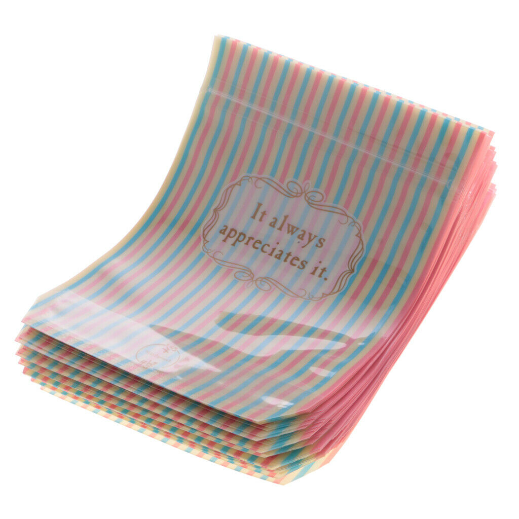 50 Piece Reclosable  Zipper Bags Food Packaging Pouch Stripe