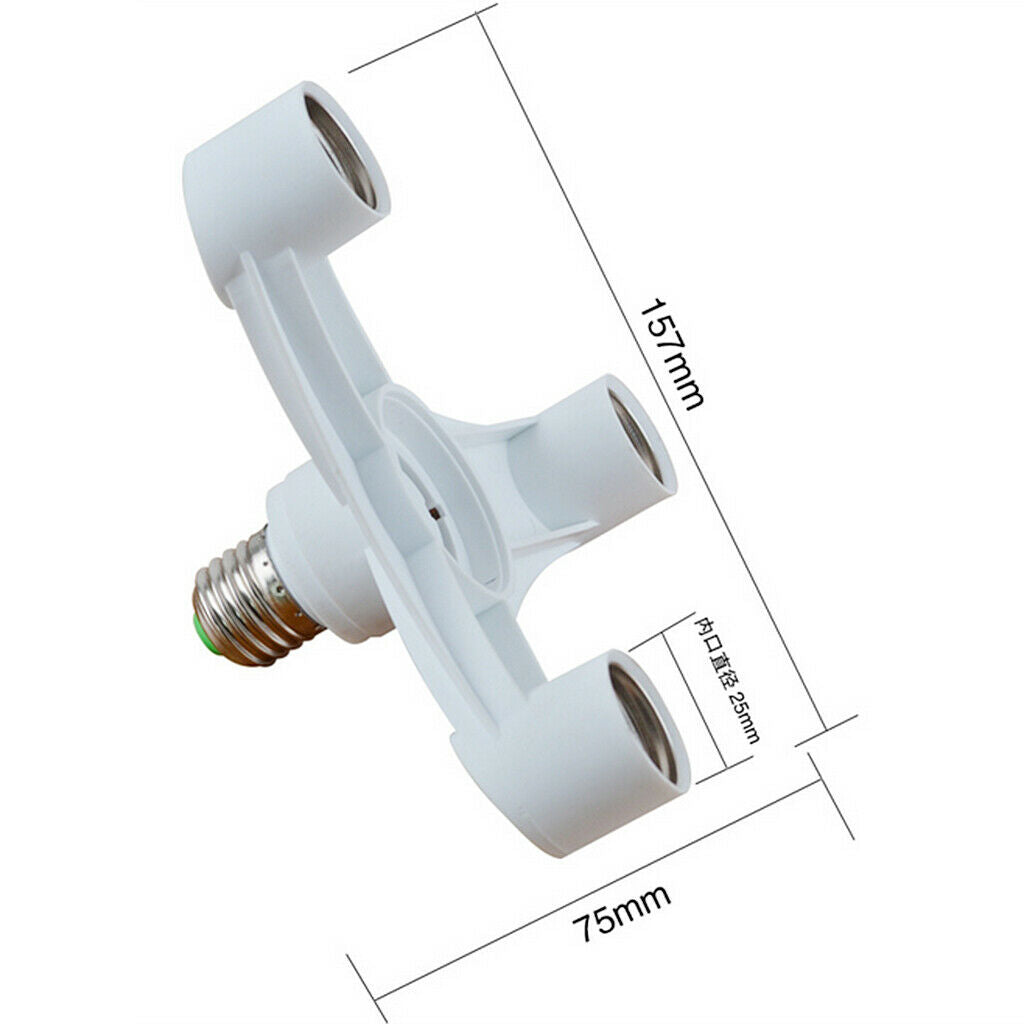 3 in 1 Light Socket Splitter, 2pcs Household LED Bulb Socket Adapter Converter
