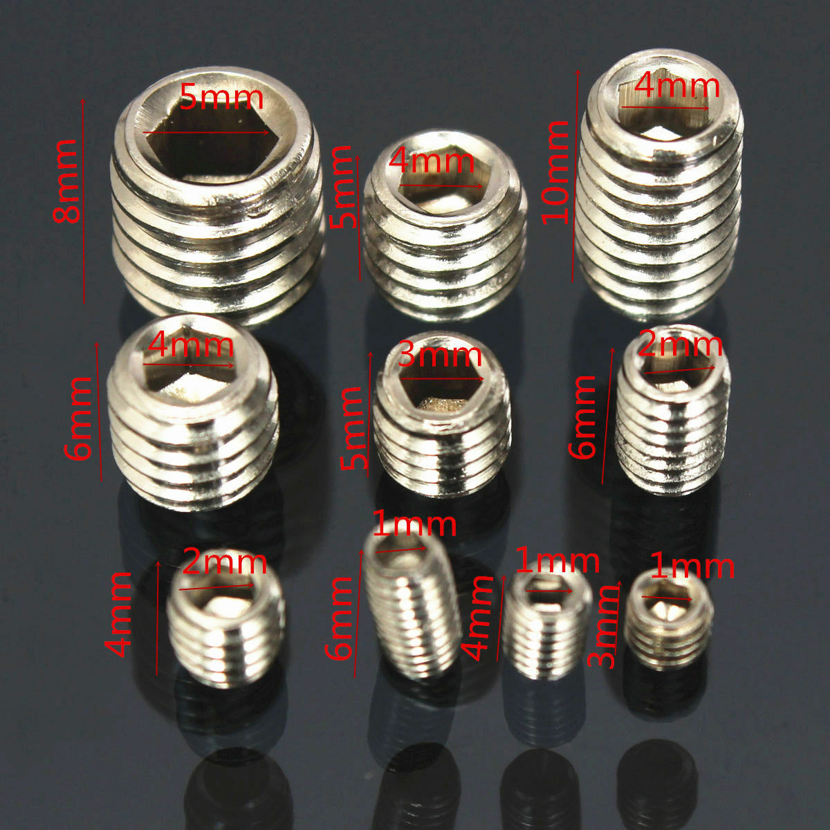 200PCS Stainless Steel Allen Head Socket Hex Set Grub Screw Assortment Cup Point