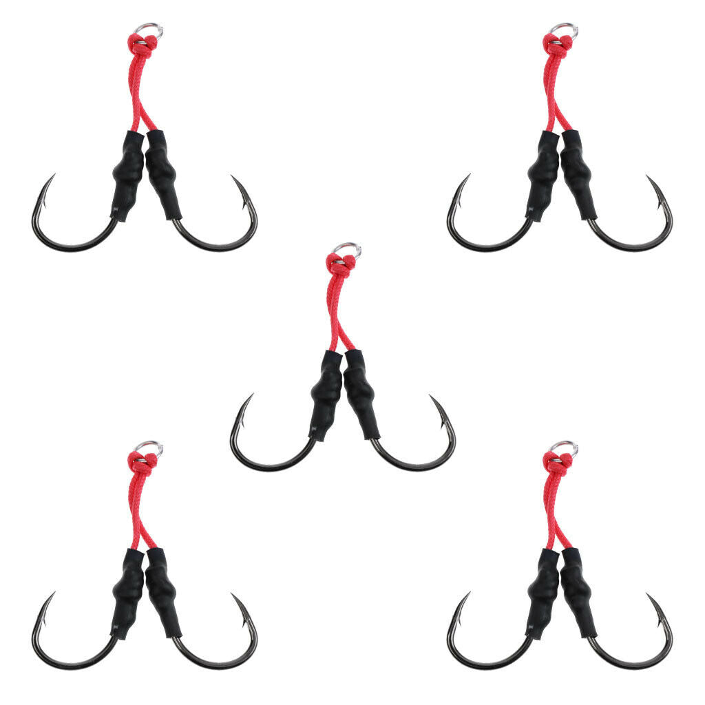 5Pcs Saltwater Jigging Assist Hook Fishing Hooks with Solid Ring Sea Fishing