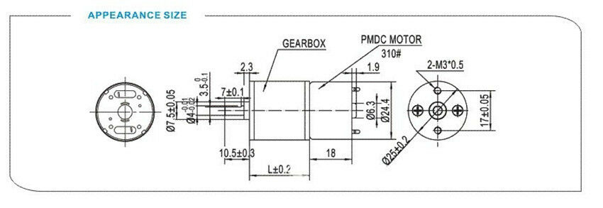 25GA-310 DC 6V 70RPM 0.08A High Torque Gear Box Reducing Micro Motor