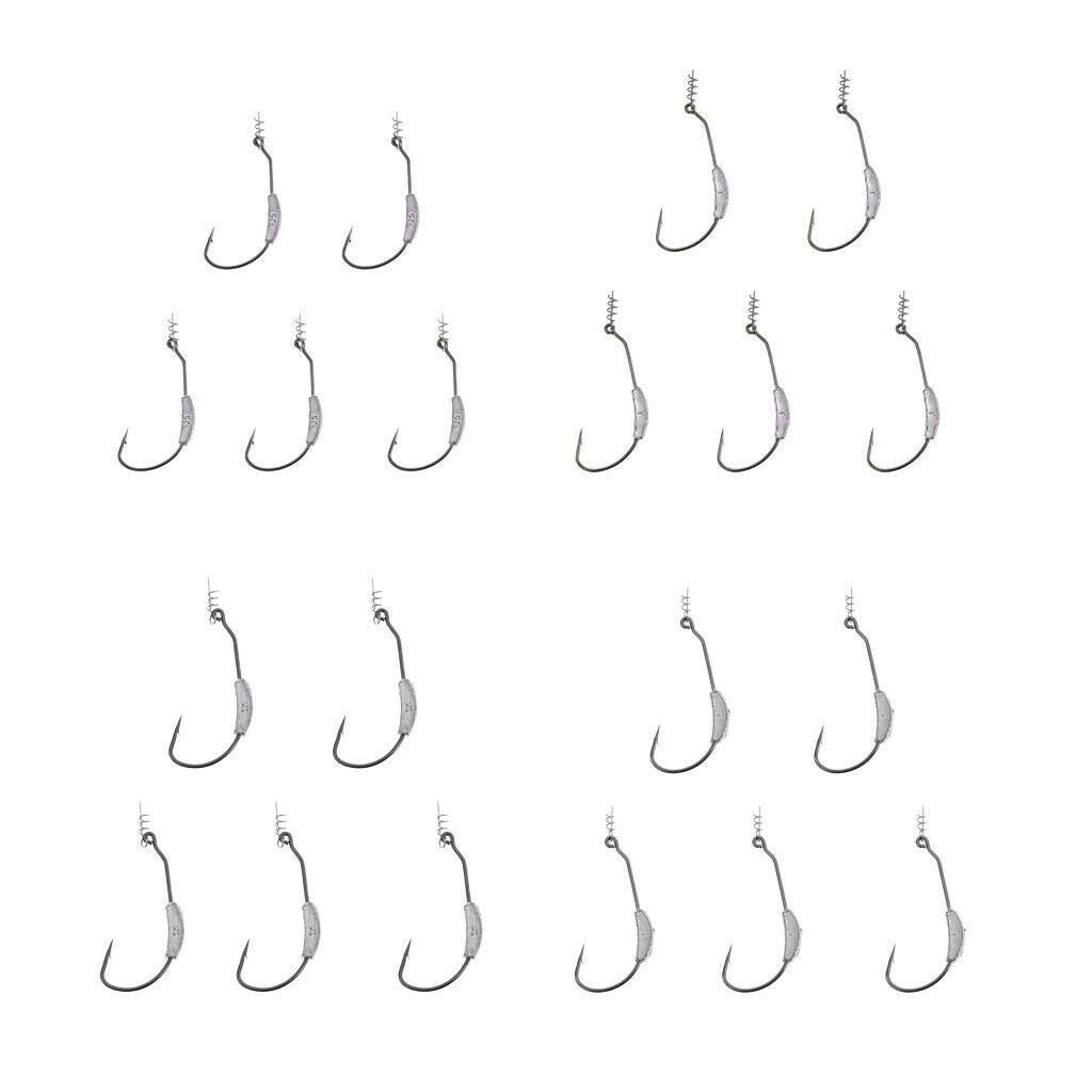 20Pcs/Set Weighted Twist Hooks Gape Fishing Lures Twistlock Hook 2.5-7g
