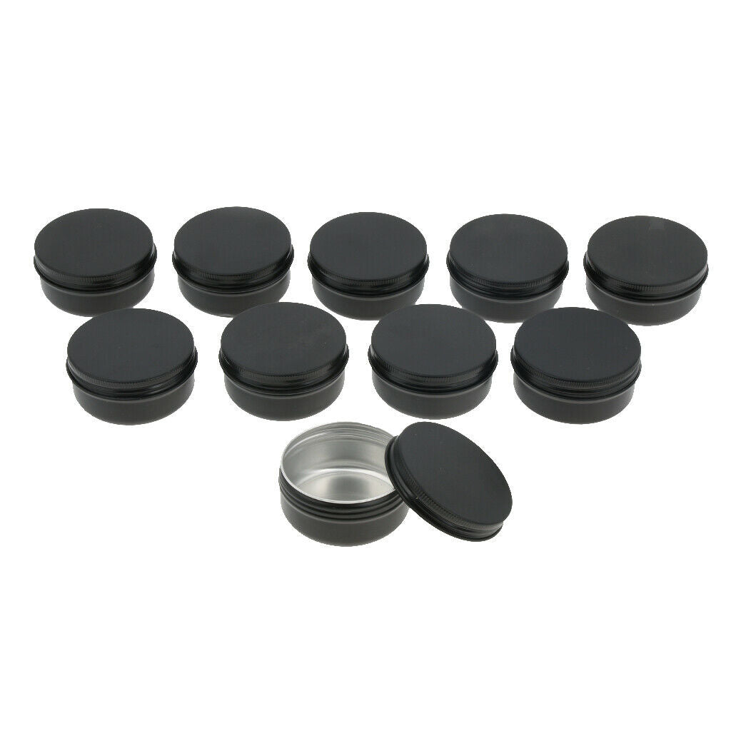 10x 30g Tin Jars Screw Top Cosmetic Container Tins Candle Containers Black