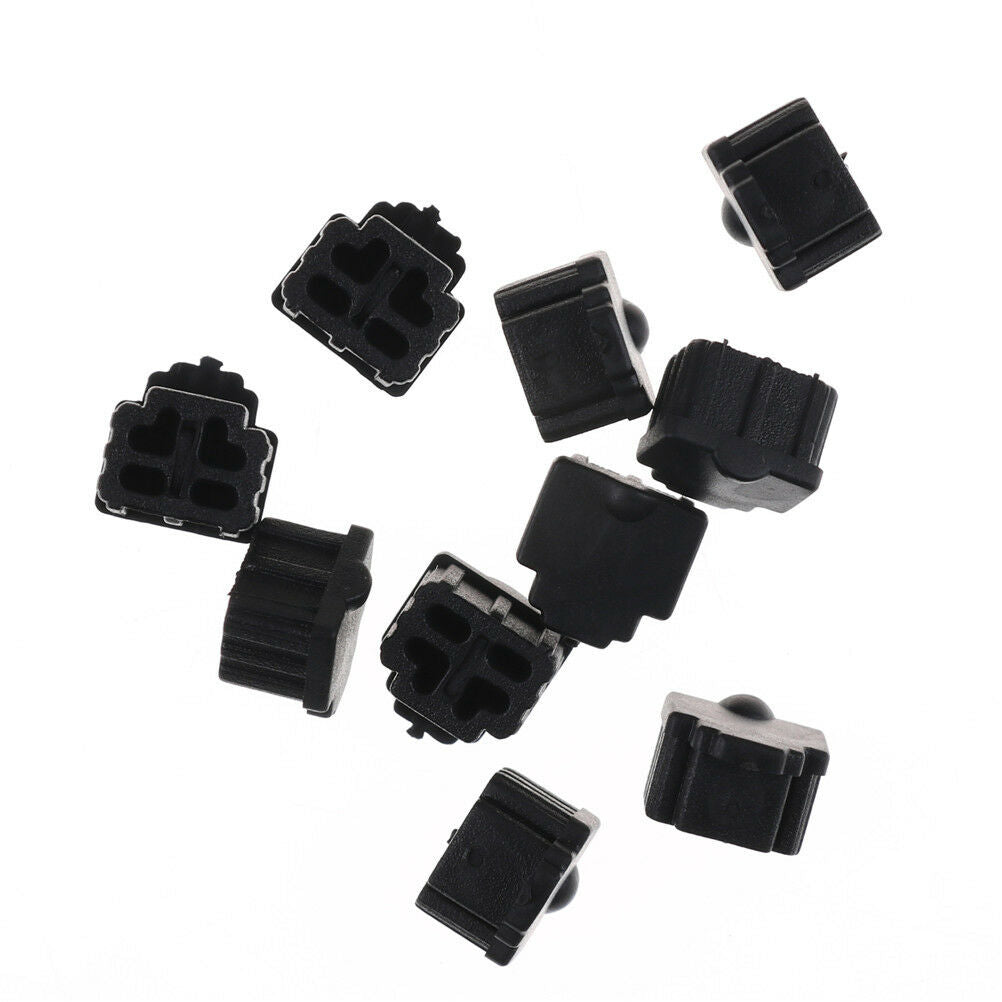 10Pcs Ethernet Hub Port RJ11 Anti Dust Cover Cap Protector Black DD