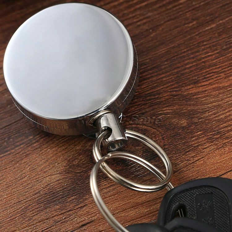 Stainless Steel Retractable Reel Badge Nurse ID Holder Belf Clip Keychain EDC