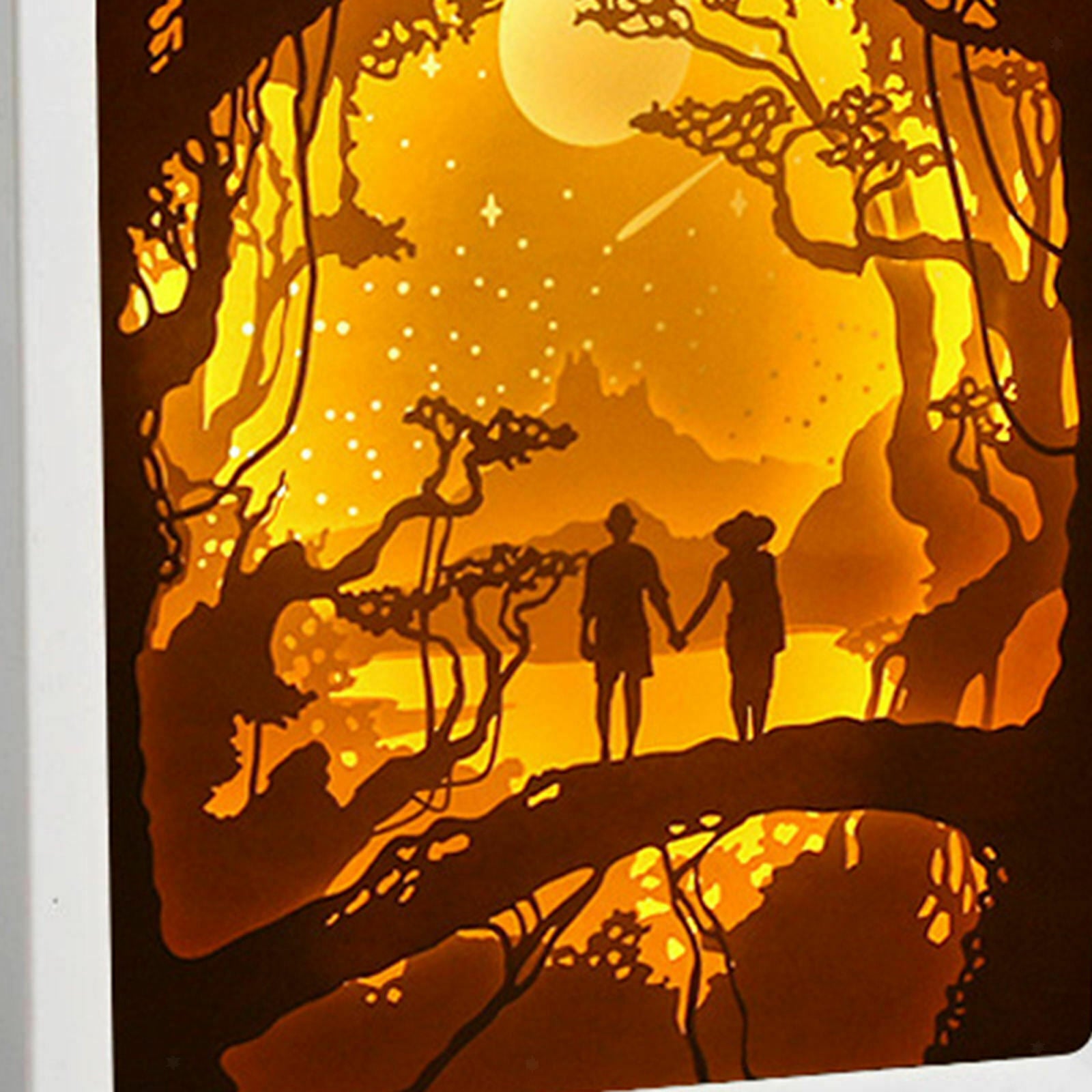 Papercut Night Light Table Lamp LED Mood Desktop Lamp Valentine's Day Gift