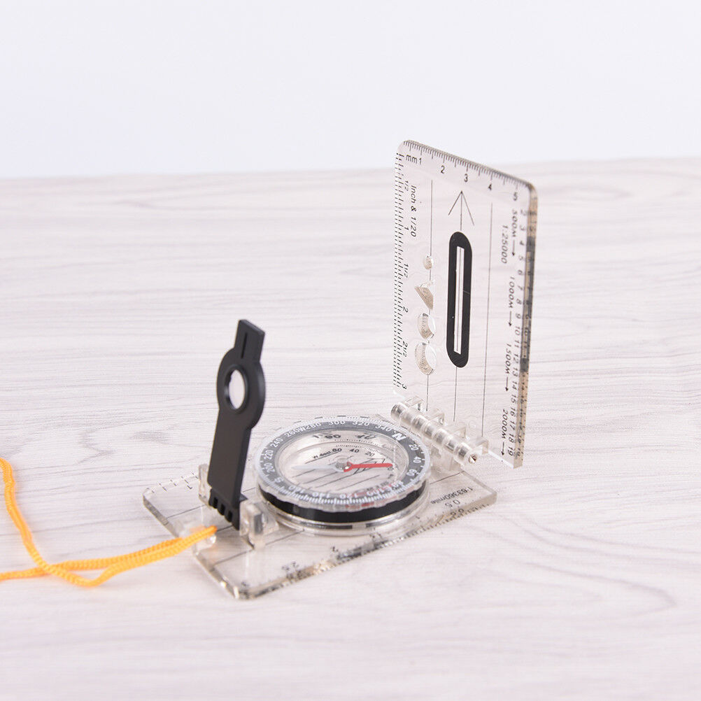 1pc portable fold compass mm inch travel baseplate ruler compass map BDAU