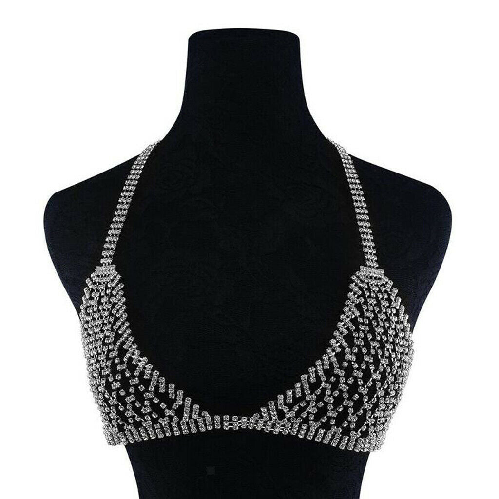 2pcs Beach Body Chain Bra Chain Bikini Harness Rhinestone for Club Party