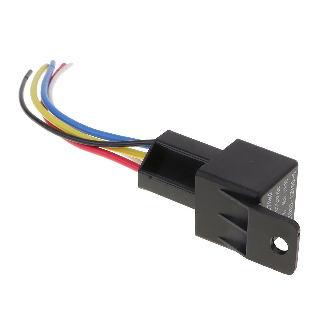 5 Pieces 12V SPDT 5 Pin Automotive Relay with 5 Wires Harness Socket 40 Amp