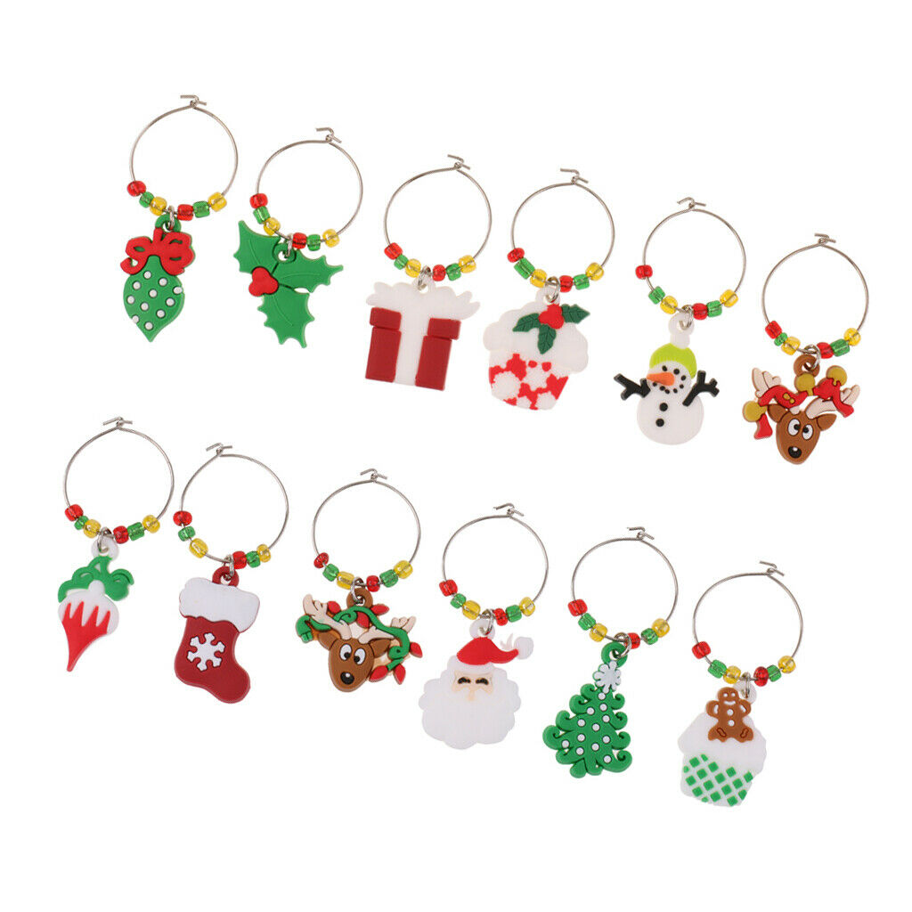12pcs/Set Wine Glass Charm Rings Earring Beading Hoop Party Favor
