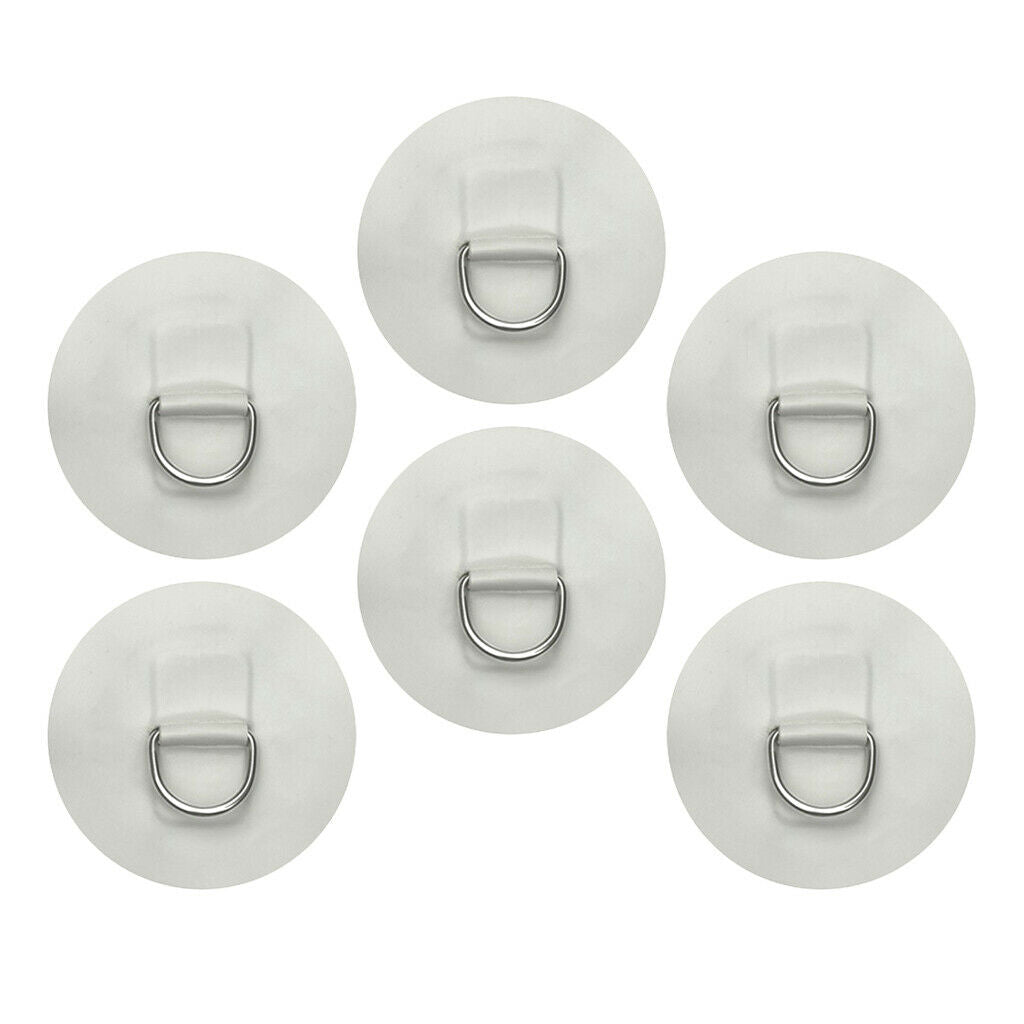 6pcs Inflatable Boat Raft Dinghy Surfboard D-Ring Round Ring Patch Pad White