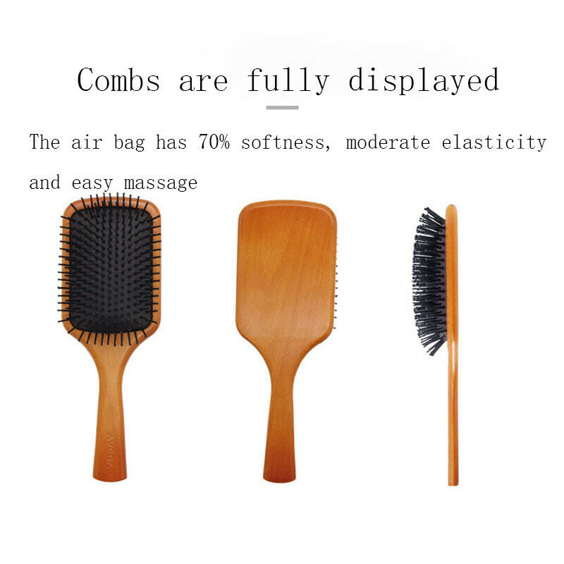 Peach Wooden Hair Brush Scalp Hairbrush Combs Women Tangle Hairdress Kt