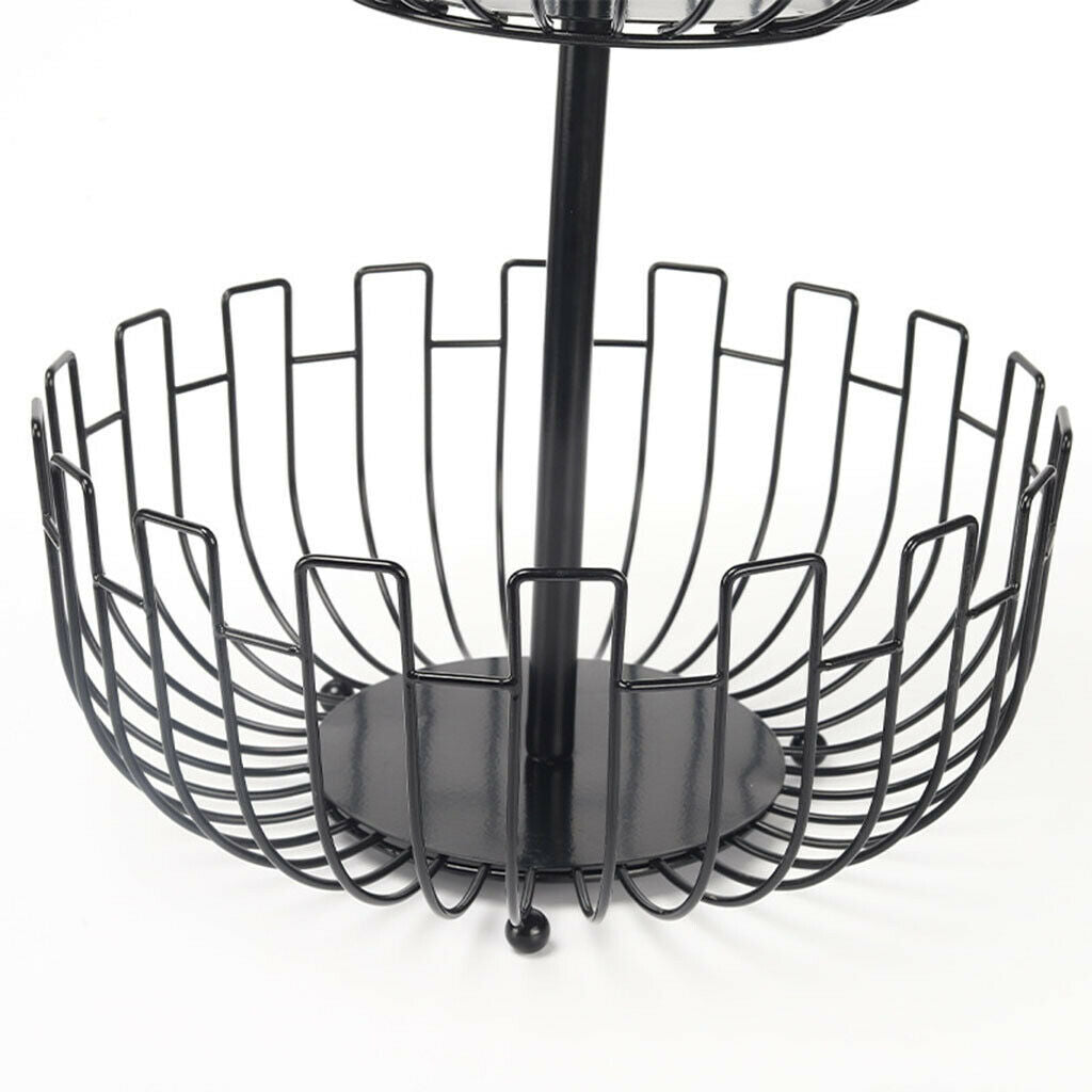 Iron Wire 2 Tier Hanging Fruit Basket Holder Kitchen Storage Rack Heavy Duty