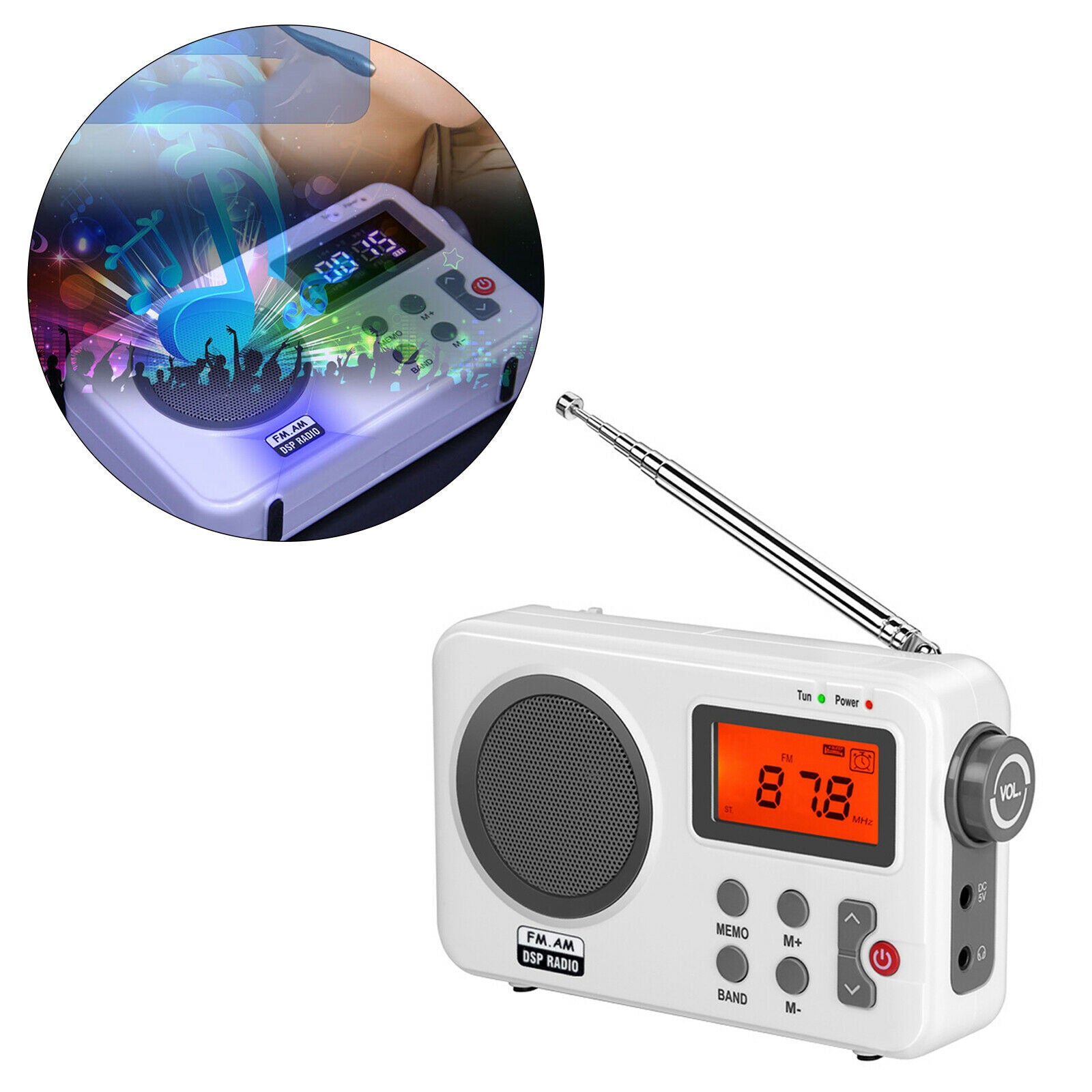 Portable Radio FM Big Speaker Earphone Plug Lightweight for Gift Home Travel