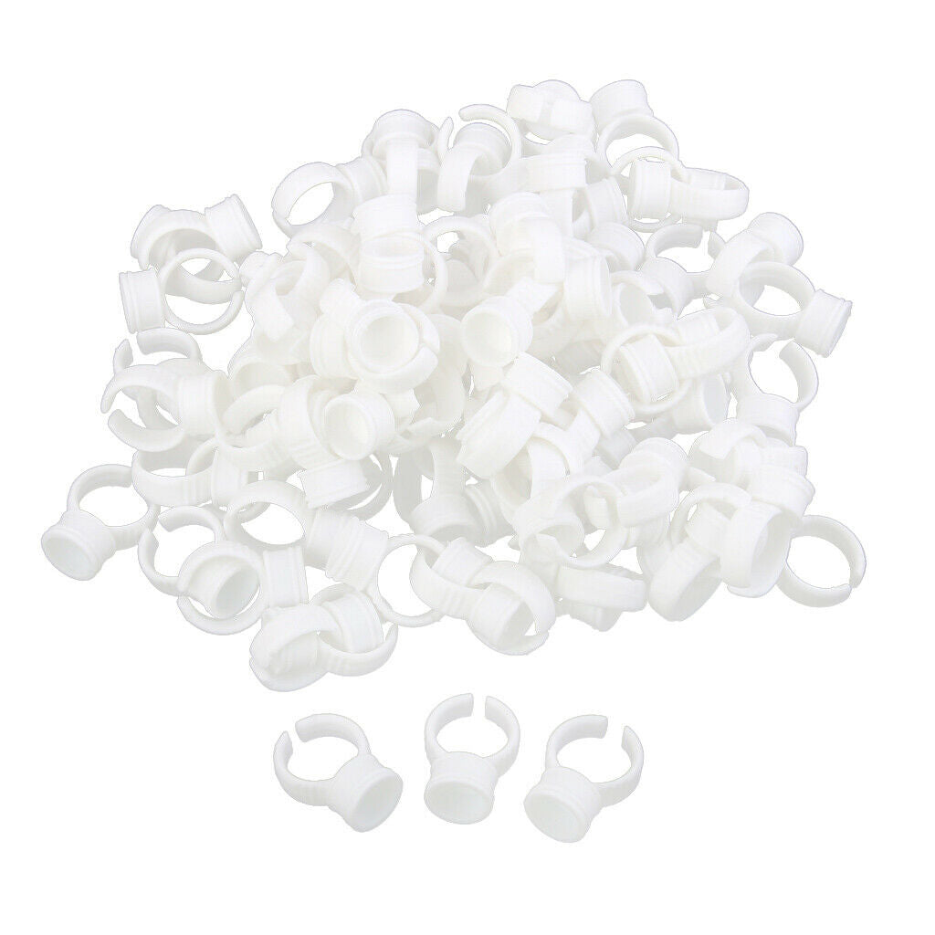 Lots 300 Disposable Plastic Eyebrow Tattoo Ink Pigment Cups Caps Rings
