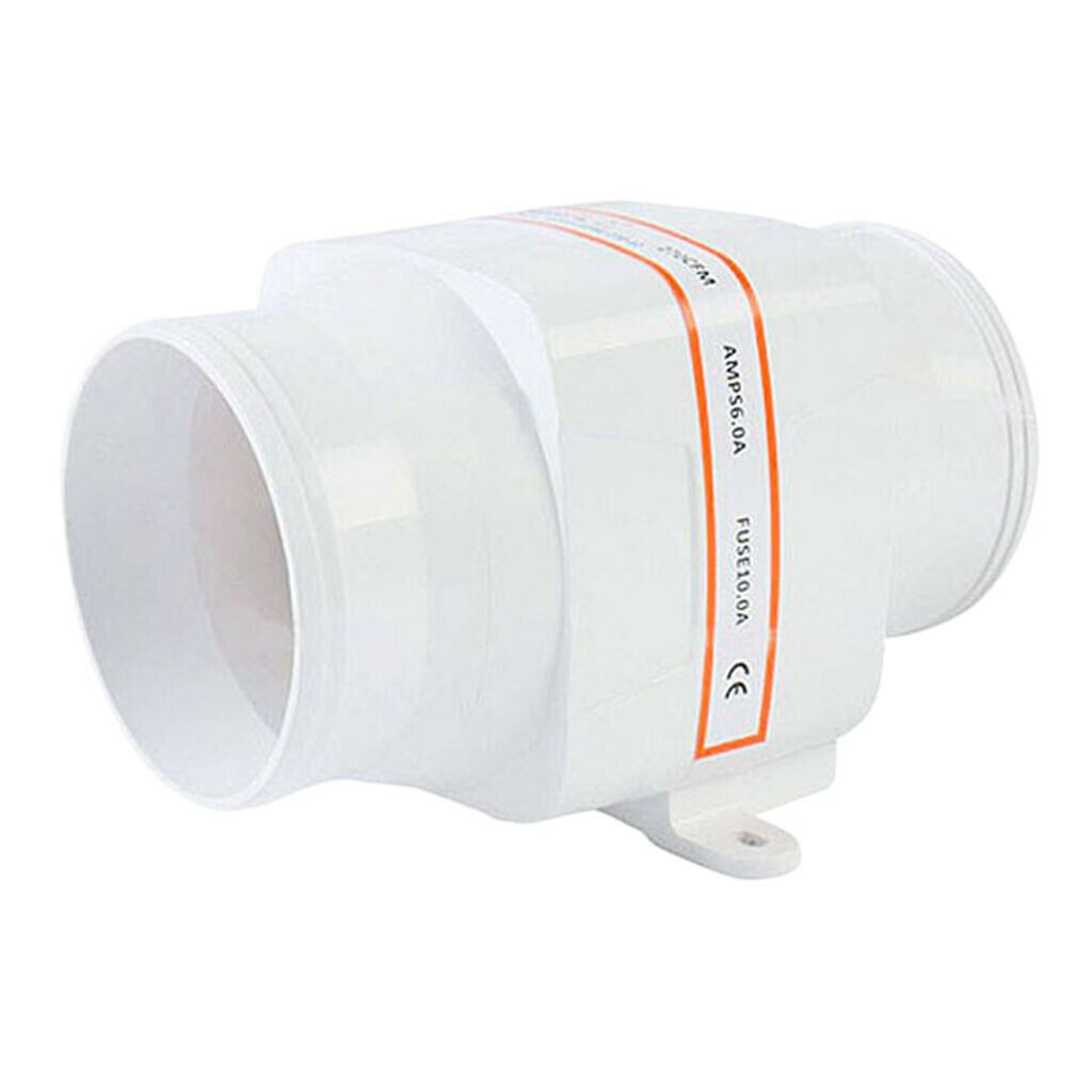 Inline Electric Bilge Air Fan For Marine Boats 4 Inch 270 CFM 12V (white)