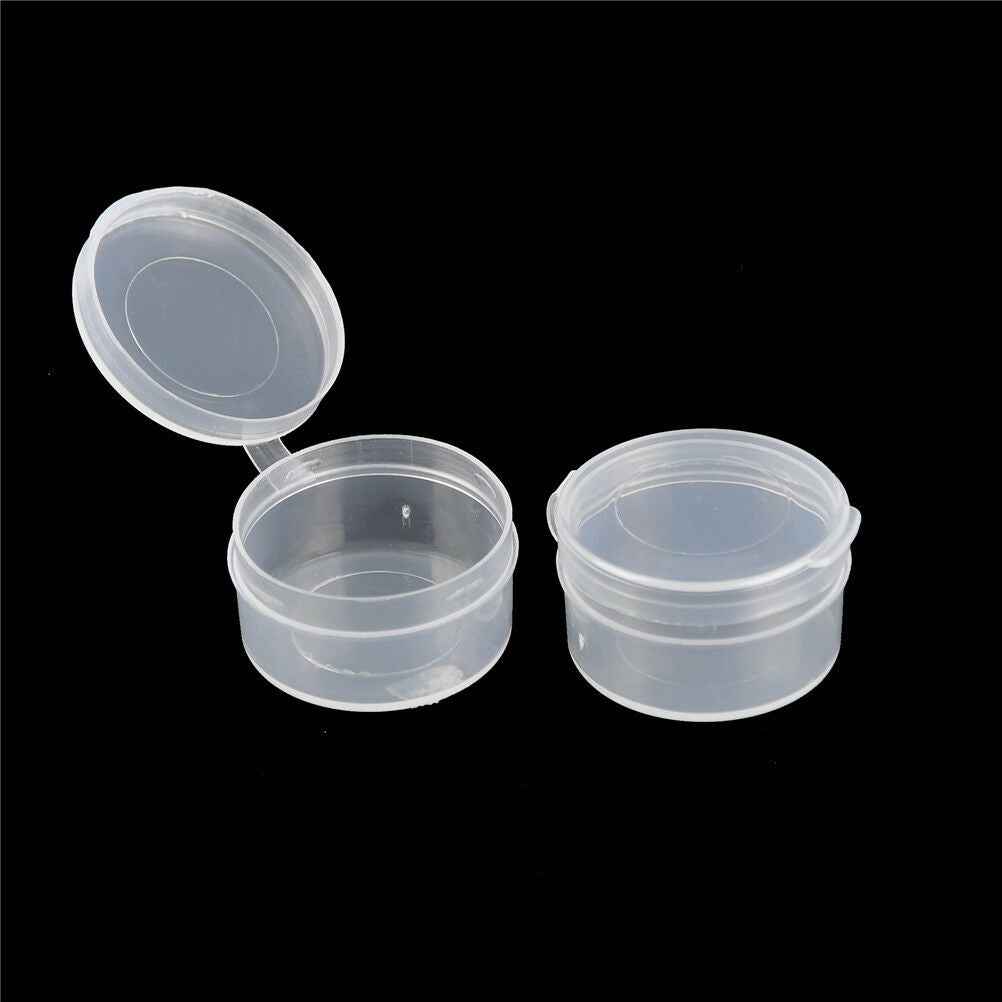 10x Round Plastic Storage Box Transparent Small Tablet & Capsule Packin.l8