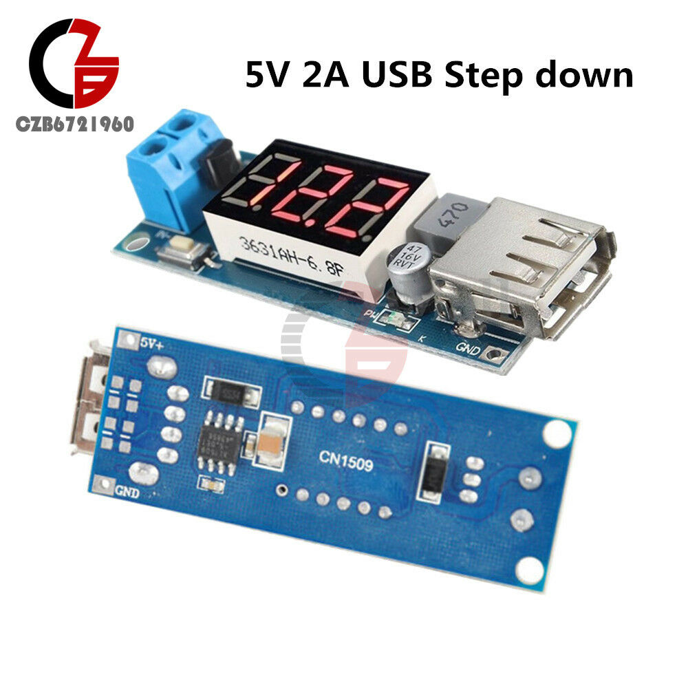 2PCS DC-DC 4.5-40V To 5V 2A USB Charger Step down Converter Voltmeter Module CZ