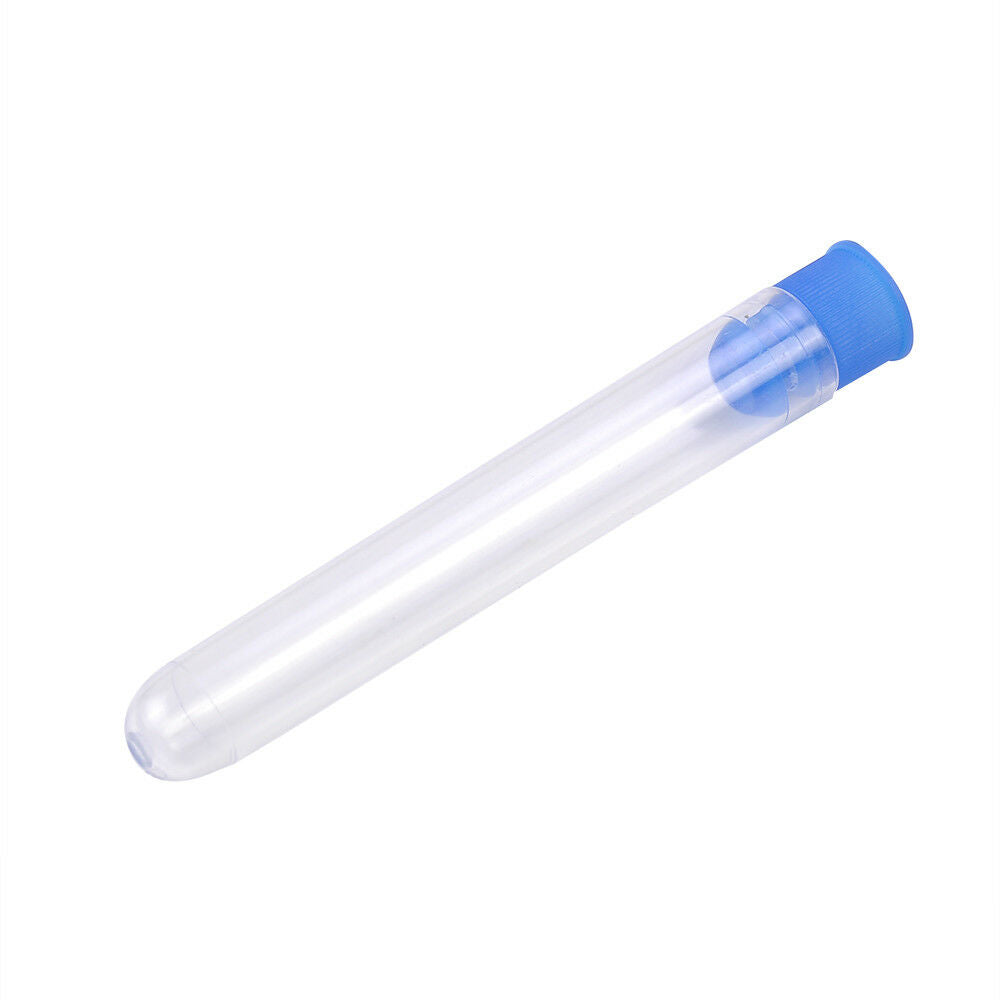 Lab Transparent Plastic Test Tubes Rimless Pyrex&Push Caps Borosilicate 10X/Set