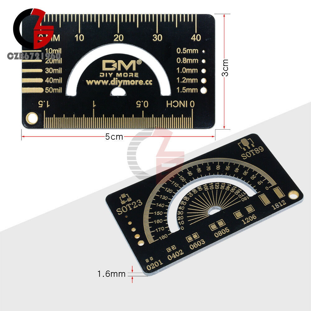 5PCS 4cm Black Multifunctional PCB Ruler Measuring Tool Angle Measure Meter
