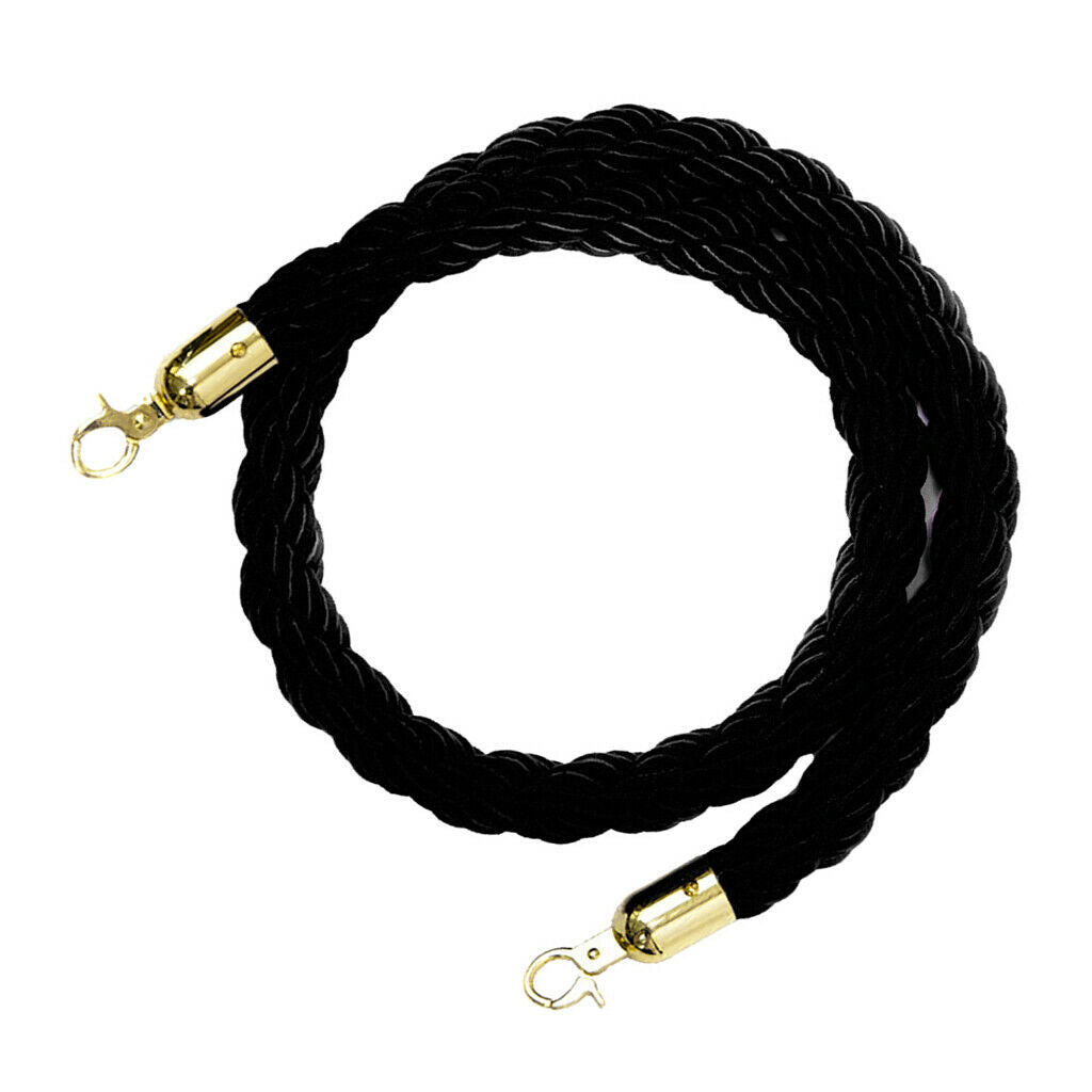 2X Rope Barriers - Heavy Duty Crowd Control Stanchions 2m Black