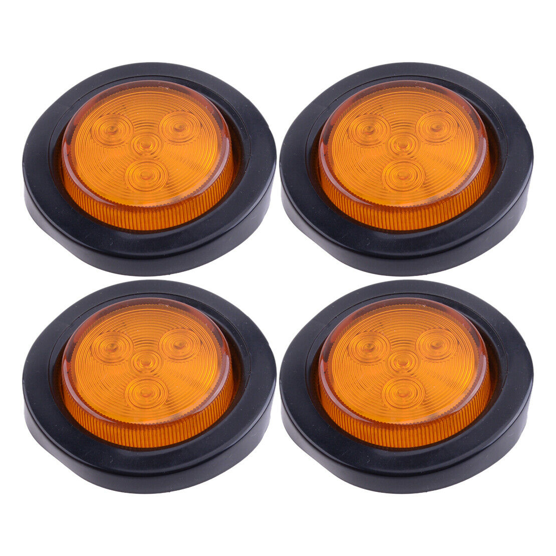 4pcs 2" inch Round Side Marker LED Clearance Light Grommet for Truck Trailer