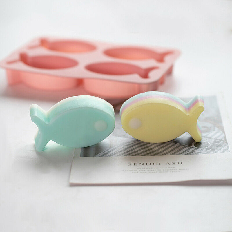 4 Cavities Cartoon Fish Flexible Silicone Soap Mold Cake Decorating Tools S W Pb
