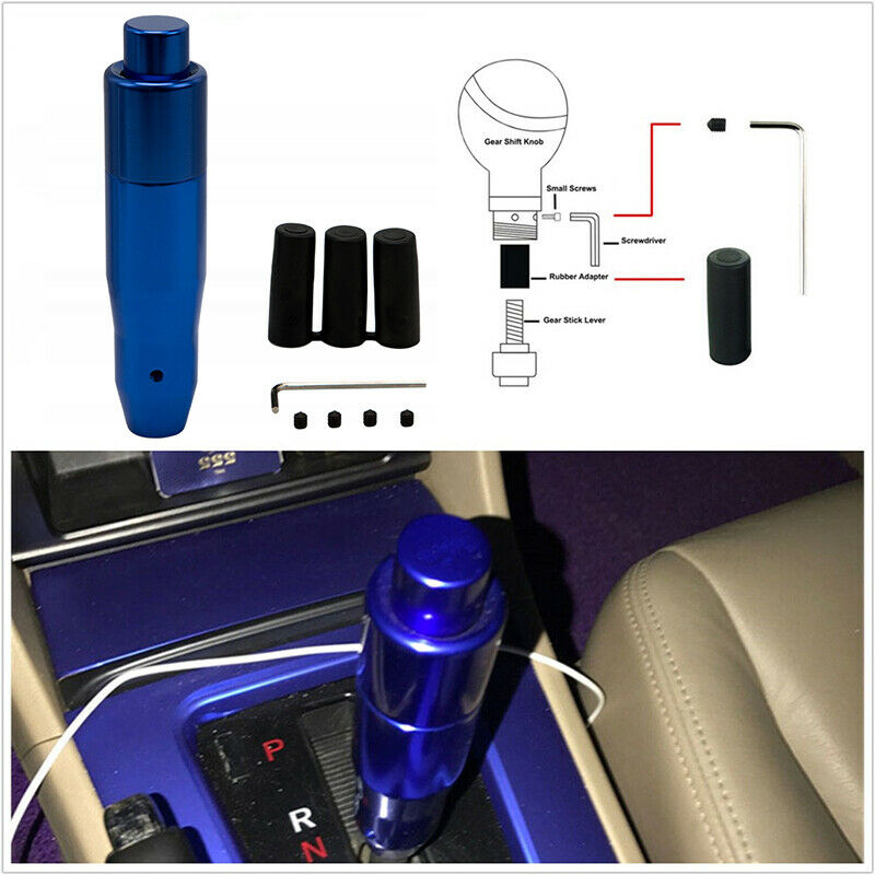 Blue Aluminum Car Auto Automatic Gear Stick Shift Knob Shifter Lever With Button
